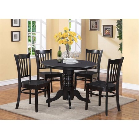 LATESTLUXURY SG5-BLK-W 5 Piece Shelton Round Table and 4 Groton Chairs in Black Finish LA143159